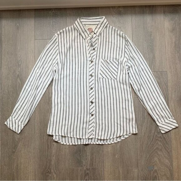 Anthropologie Ash and Ember Boyfriend Button Down Shirt Striped Long Sleeve XS - Picture 10 of 16